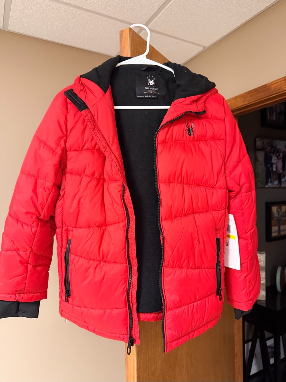 Spyder Kids Red Quilted Puffer Jacket with Hood